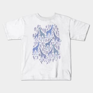 Blue Giraffe Pattern Kids T-Shirt